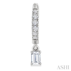 3/8 Ctw Octagon Shape and Round Cut Diamond Fashion Huggie Petite Earrings in 14K White Gold