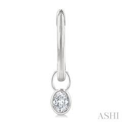 1/3 Ctw Bezel Set Oval Cut Diamond Huggie Earrings in 14K White Gold
