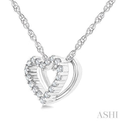 1/20 Ctw Heart Shape Round Cut Diamond Pendant With Chain in 10K White Gold