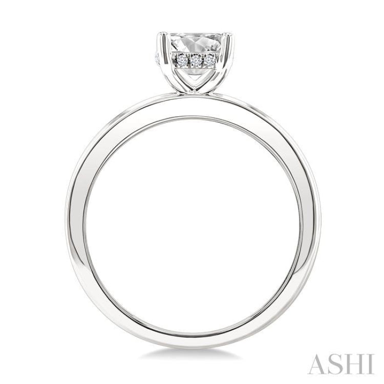 1/20 Ctw Circular Shape Grooved Shank Round Cut Diamond Semi-Mount Engagement Ring in 14K White Gold